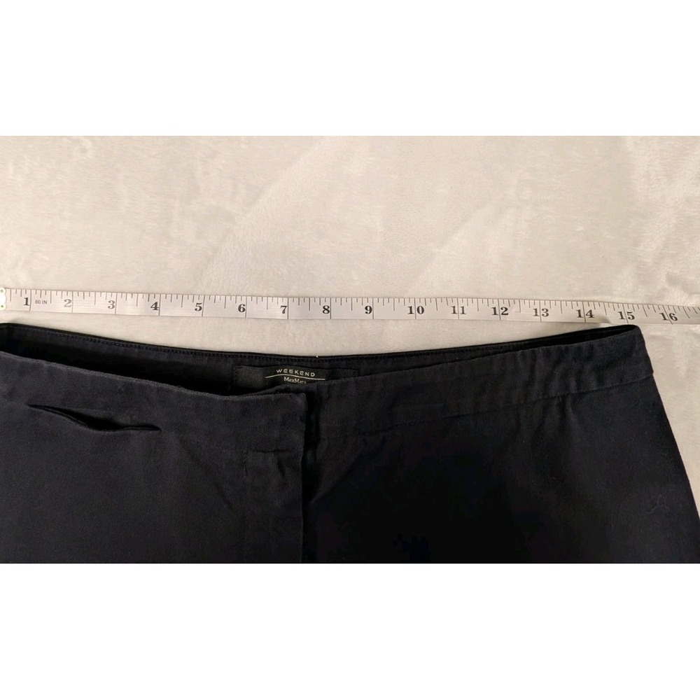 Weekend MaxMara Twill Knit Wide Leg Trousers Women Size 8 Flat Front Black - Picture 6 of 11